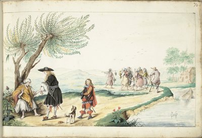 Roma-Frau liest einem Herrn die Hand (Moses?) von Gesina ter Borch (signed by artist)