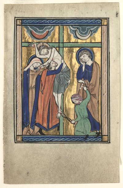 Miniatur aus dem "Potocki-Psalter": Die Kreuzabnahme von Gherardo Starnina