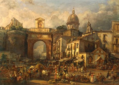 Italien, Neapel, Markt an der Porta Capuana von Giacinto Gigante von Giacinto Gigante