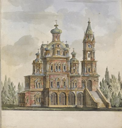 Projekt für die Kirche der Dormition der Theotokos in der Pokrovka-Straße in Moskau von Giacomo Antonio Domenico Quarenghi