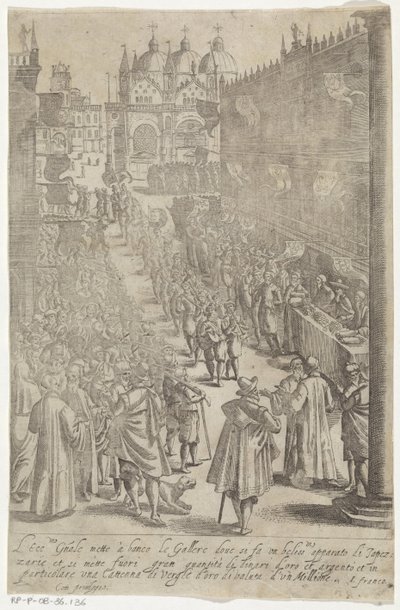 Prozession von Musikern vor dem Dogenpalast von Giacomo Franco