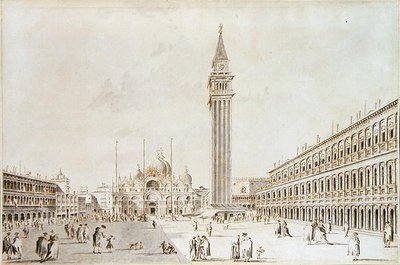 Blick auf die Piazza San Marco in Richtung Basilika und Campanile von Giacomo Guardi