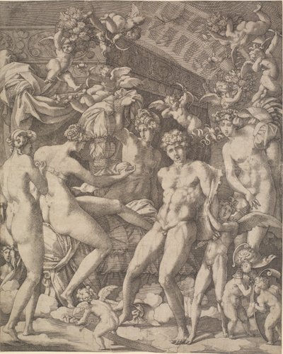 Venus und Mars mit Amoretten und drei Grazien von Gian Jacopo Caraglio