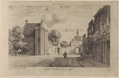 Ansicht des Wassertores in Gouda von Gijsbertus Johannes Verspuy