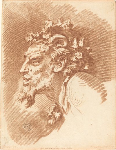 Kopf eines Fauns von Gilles Demarteau, the Elder after François Boucher