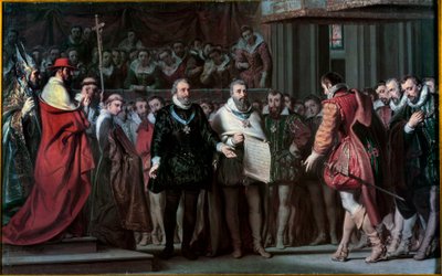 Philipp II. von Spanien erkennt Heinrich IV. als König von Frankreich an von Gillot Saint Evre