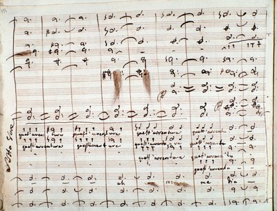 Musikalische Partitur für die Arie Questavventura, in Der Barbier von Sevilla von Gioachino Rossini