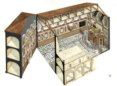 Barockkunst: Rekonstruktion der architektonischen Struktur der Synagoge von Casale Monferrato in Italien von Giorgio Albertini