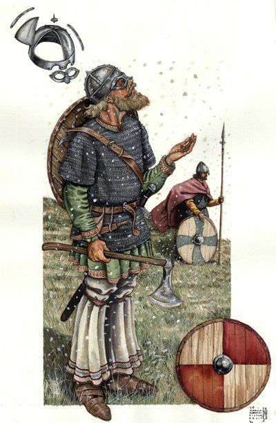 Mittelalter: Wikingerkrieger des 9. Jahrhunderts. von Giorgio Albertini