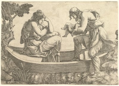 Danae und der Säugling Perseus, der von Acrisius ins Meer geworfen wird, 1543 von Giorgio Ghisi