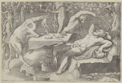Silenus, ein Satyr und eine Ziege von Giorgio Ghisi