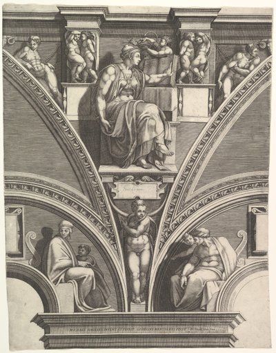 Die eritreische Sibylle, aus der Serie der Propheten und Sibyllen in der Sixtinischen Kapelle, 1570-75 von Giorgio Ghisi