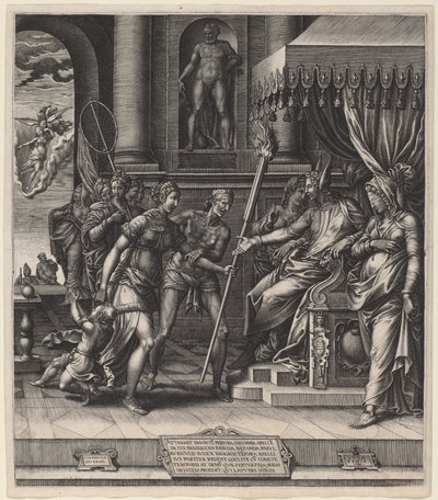 Die Verleumdung des Apelles von Giorgio Ghisi after Luca Penni