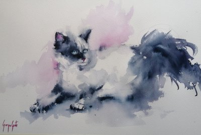 Blauäugige Aquarellkatze von Giorgio Gosti