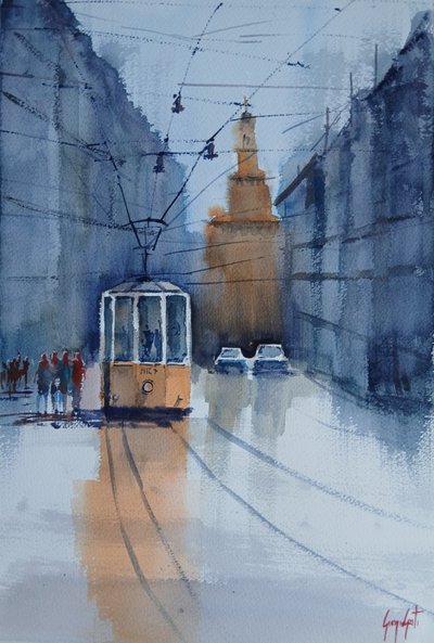Straßenbahnreflexionen in Bologna von Giorgio Gosti