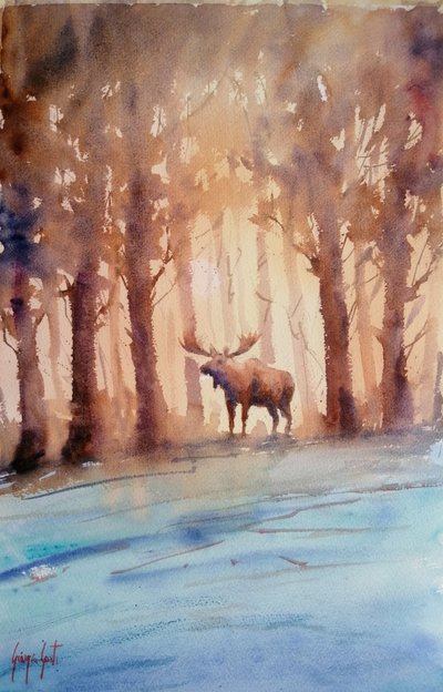 Majestätischer Elch im Winterwald von Giorgio Gosti