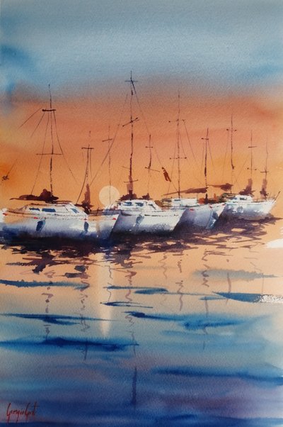 Segelboote bei Sonnenuntergang von Giorgio Gosti