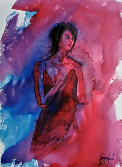 Gelassene Frau Aquarell von Giorgio Gosti