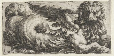 Geflügelter Seelöwe mit wallender Mähne und Bart (Serie) von Giovanni Andrea Maglioli