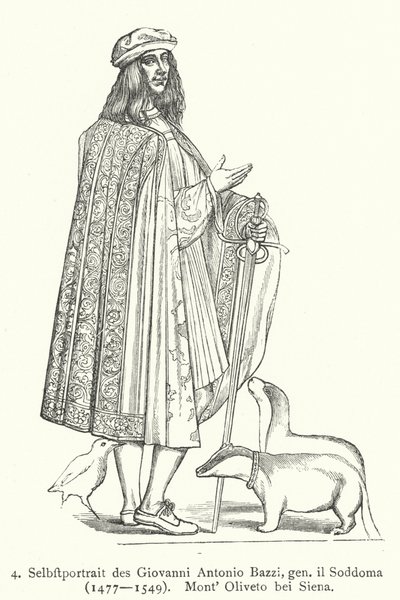 Selbstporträt des italienischen Renaissance-Künstlers Il Sodoma (Giovanni Antonio Bazzi) von Giovanni Antonio Bazzi (after) Sodoma