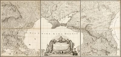 Karte des Schwarzen Meeres von 1774 mit angrenzenden Teilen der türkischen und russischen Reiche von Giovanni Antonio Rizzi Zannoni