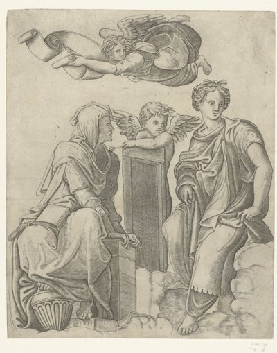 Zwei Sibyllen und Engel und Putto von Giovanni Antonio da Brescia (attributed to)