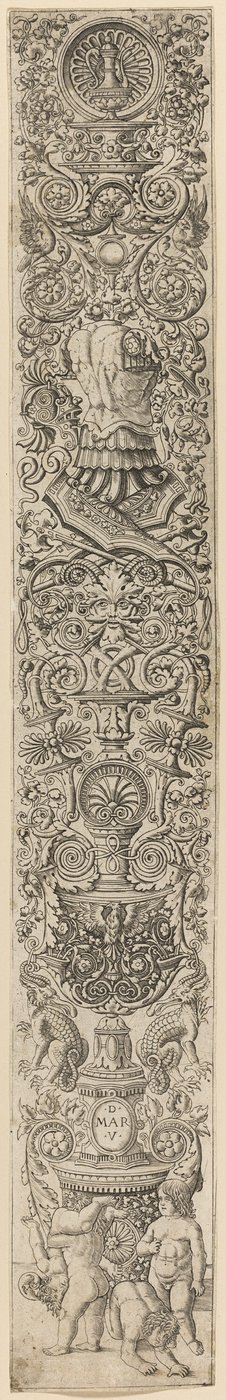 Vier Kinder beim Spielen, Tafel sieben von Zwölf Ornamenttafeln von Giovanni Antonio da Brescia