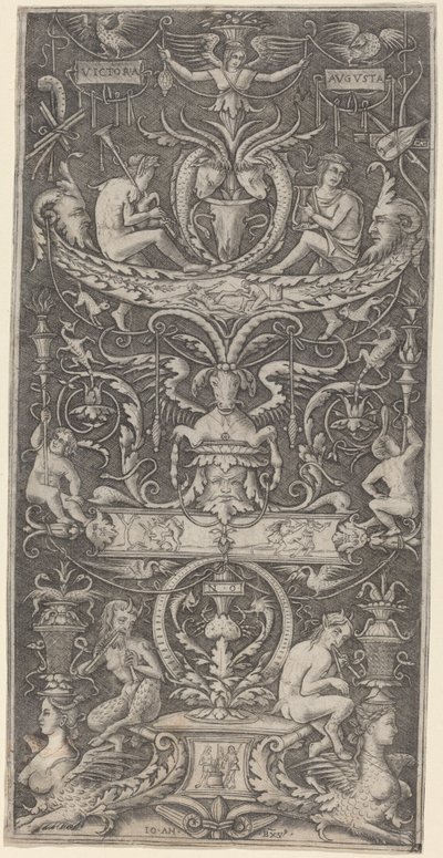 Ornamenttafel mit der Inschrift "Victoria Augusta" von Giovanni Antonio da Brescia after Nicoletto