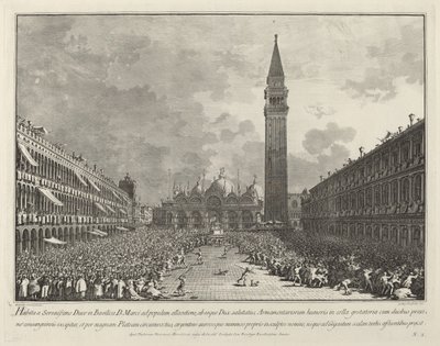 Der Doge wird über die Piazza San Marco getragen, 1763-1766 von Giovanni Battista Brostoloni