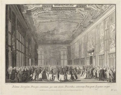 Der Doge empfängt ausländische Botschafter bei einem Bankett, 1763-1766 von Giovanni Battista Brostoloni