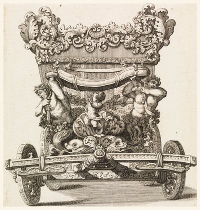 Vorderansicht der ersten Kutsche (1686 von Lord Castlemaine von Andrea Cornelly nach Ciro Ferri, 1687-1700 von Giovanni Battista Lenardi