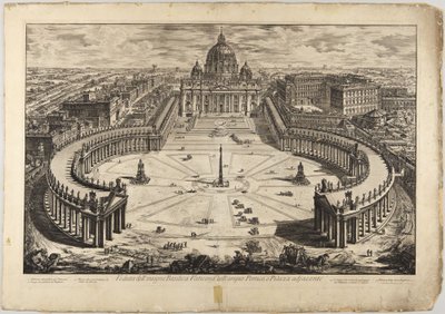 St. Peter mit Vorhof und Kolonnaden: Vogelperspektive von Giovanni Battista Piranesi