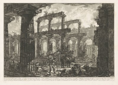 Tempel des Neptun in Paestum (Verschiedene Ansichten der Überreste von drei großen Gebäuden, die noch in Paestum stehen) von Giovanni Battista Piranesi