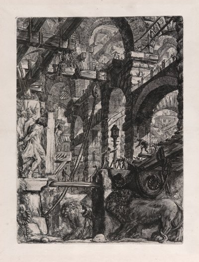 Die Löwen-Reliefs, Platte 5 aus Carceri d von Giovanni Battista Piranesi