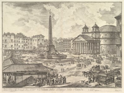 Die Piazza della Rotonda, mit dem Pantheon und Obelisk (Veduta della Piazza della Rotonda), aus "Vedute di Roma" von Giovanni Battista Piranesi