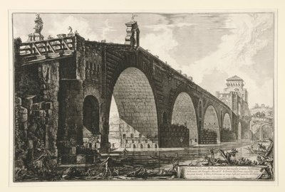 Veduta del Ponte Molle sul Tevere due miglia lontan da Roma (Ansicht der Milvischen Brücke über den Tiber zwei Meilen außerhalb Roms), aus Vedute di Roma von Giovanni Battista Piranesi
