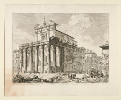 Ansicht des Tempels von Antoninus und Faustina im Forum Romanum, aus Veduten von Rom von Giovanni Battista Piranesi