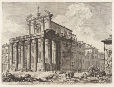 Ansicht des Tempels von Antoninus und Faustina im Forum Romanum, aus Vedute di Roma von Giovanni Battista Piranesi