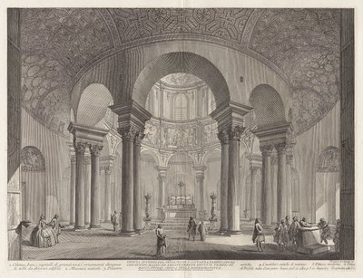 Innere Ansicht des Grabmals von S. Costanza, erbaut von Konstantin dem Großen, und fälschlicherweise als Tempel des Bacchus bezeichnet, heute Kirche der gleichen Heiligen von Giovanni Battista Piranesi
