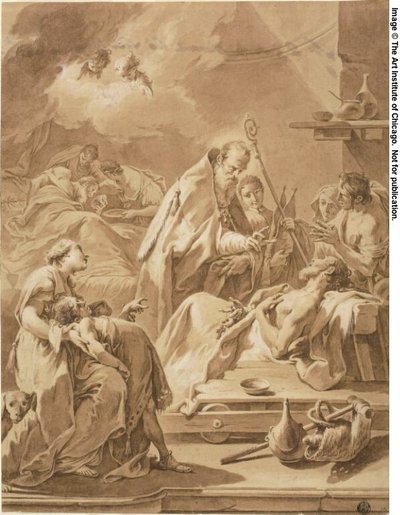Der heilige Gilbert besucht die Kranken von Giovanni Battista Pittoni the Younger
