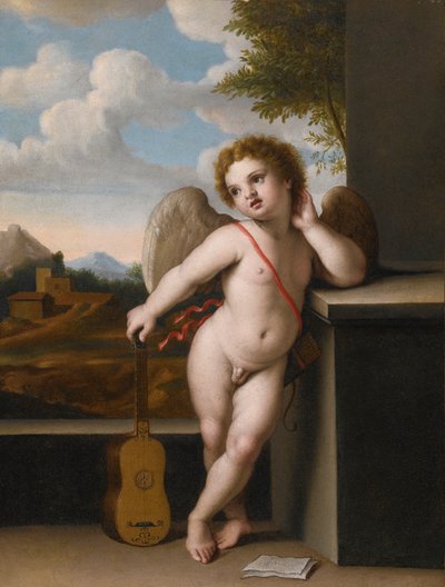 Ein Engel, der eine Gitarre hält von Giovanni Battista Salvi da Sassoferrato