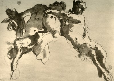 Männlicher und weiblicher Faun mit Amphore, Mitte 18. Jahrhundert von Giovanni Battista Tiepolo