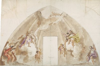 Singende und musizierende Engel: Vorbereitende Zeichnung für die Decke der Kathedrale von Udine von Giovanni Battista Tiepolo