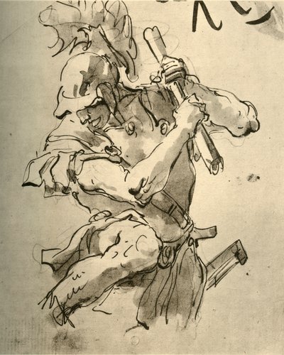 Soldat hebt den Arm zum Schlag, Mitte 18. Jahrhundert, 1928 von Giovanni Battista Tiepolo