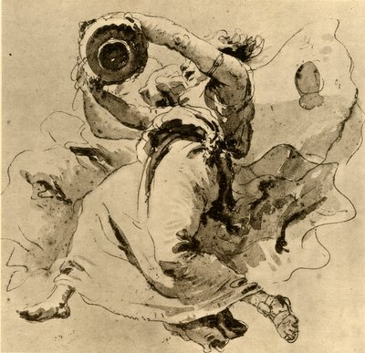 Zwei Genies halten ein Gefäß, Mitte des 18. Jahrhunderts, 1928 von Giovanni Battista Tiepolo