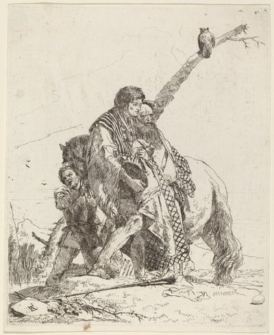Jugend, Weiser und Begleiter mit Pferd von Giovanni Battista Tiepolo