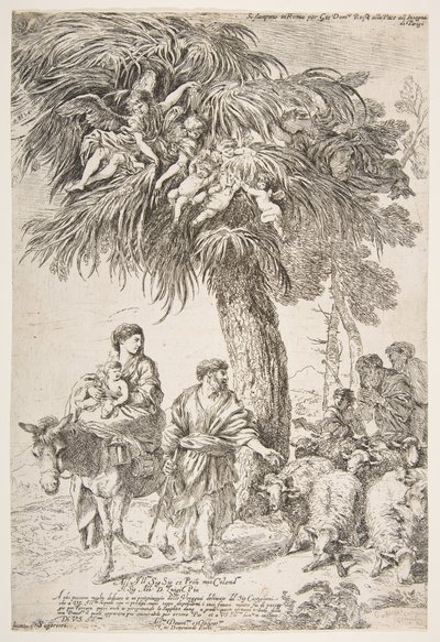 Die Heilige Familie auf der Flucht nach Ägypten, ca. 1647 von Giovanni Benedetto Castiglione