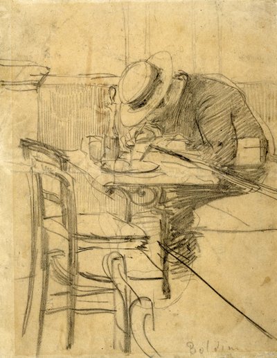 Der Maler Helleu sitzt auf einer Caféterrasse von Giovanni Boldini