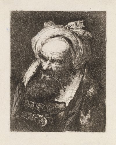 Älterer Mann mit Turban, aus der Raccolta di Teste (Sammlung von Köpfen) von Giovanni Domenico Tiepolo