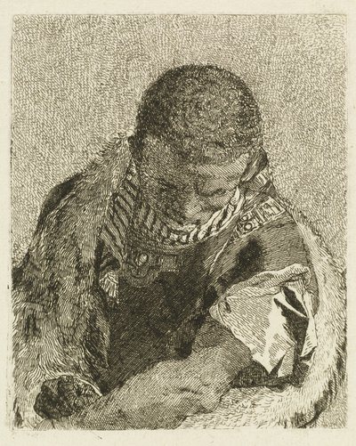 Kopf eines Mohrs, der sich nach vorne beugt von Giovanni Domenico Tiepolo